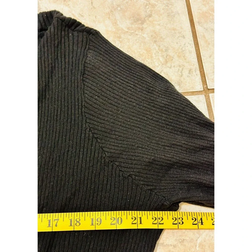 Torrid Women Size 4 Black Ribbed Tie Front Long Sleeve Cardigan Everyday Staple